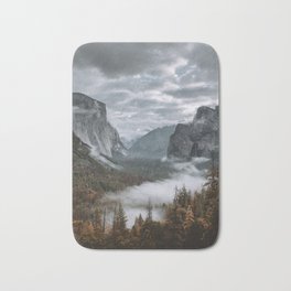 Misty Tunnel View Badematte | Magical, Yosemite, Illustration, Photo, Drawing, Fog, Woods, Digital, Foggy, Painting 