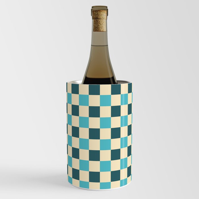 Blue Crossings - Classic Checker Gingham Print  Wine Chiller