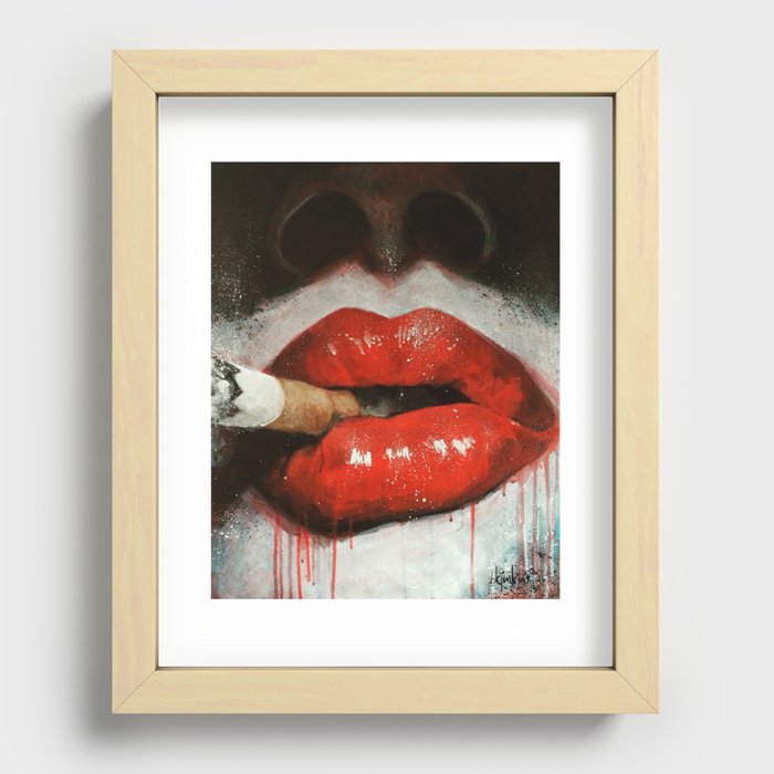 Noir lips Recessed Framed Print