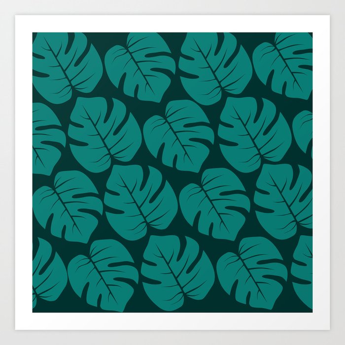 Green Palm Leaf Pattern 06 Art Print