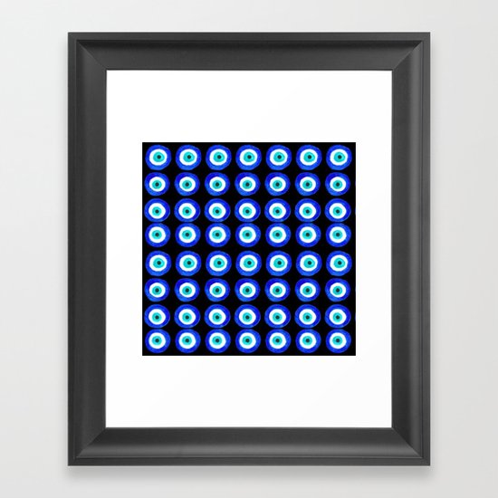 Evil Eye Talisman - on black Framed Art Print