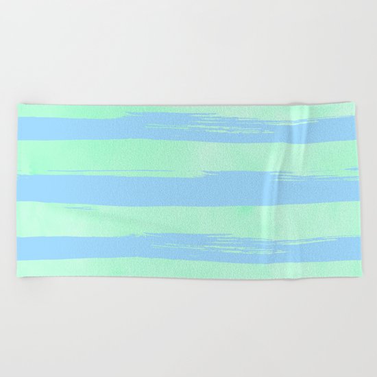 Trendy Stripes Blue Raspberry + Mint Meringue Beach Towel