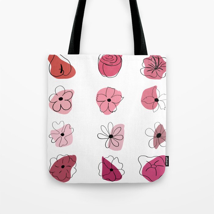 hand drawn flowers pink  Tote Bag