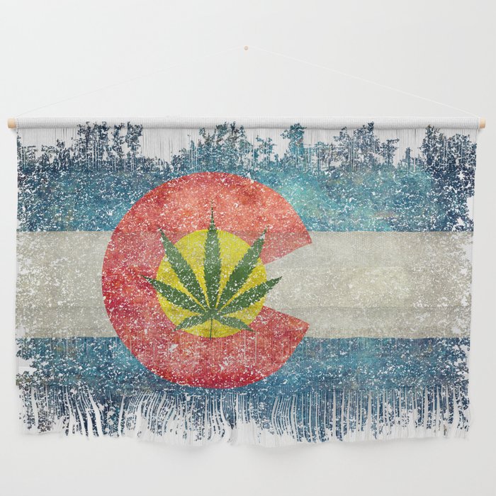 Colorado Flag with Marijuana Leaf Wall Hanging