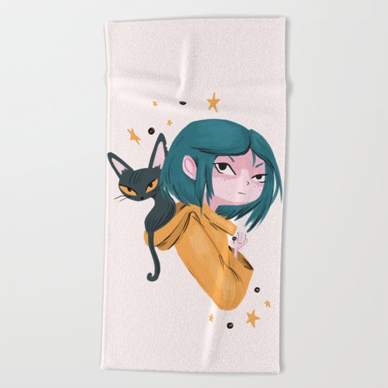 Twitchy, Witchy Girl Beach Towel