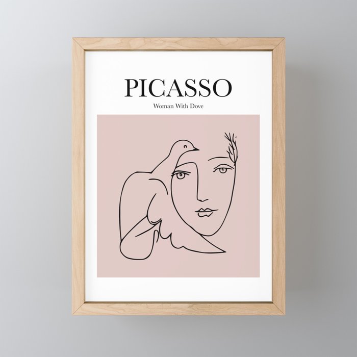Picasso - Woman with Dove Framed Mini Art Print