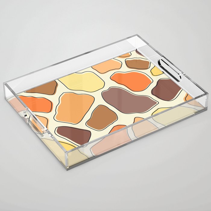 Orange, yellow and brown abstract pebbles pattern Acrylic Tray