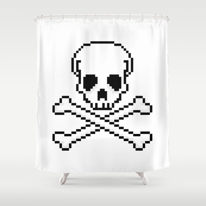 Pixel Skull And Crossbones. Shower Curtain