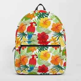 Tropical Flowers and Parrot  Backpack