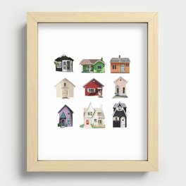 Cottage Study - Collage of Nine Tiny House Cottage Paintings Recessed Framed Print