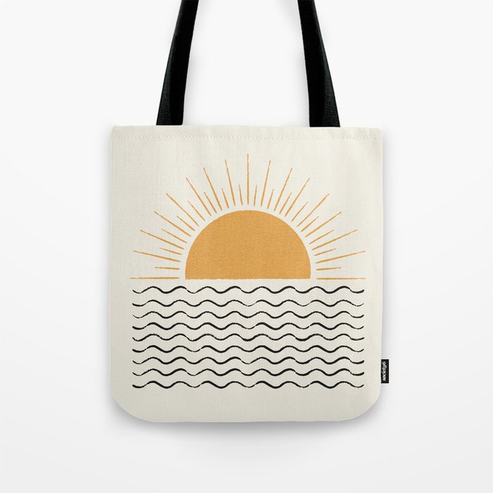 Sunrise Ocean -  Mid Century Modern Style Tote Bag