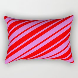 [ Thumbnail: Orchid and Red Colored Stripes Pattern Rectangular Pillow ]
