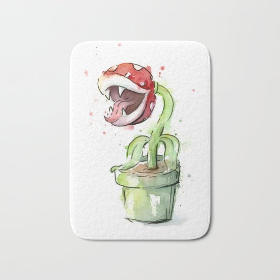 Piranha Plant Art Nintendo Mario Videogame Geek Gaming Bath Mat