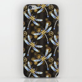 Steampunk Seamless with Mechanical Dragonflies iPhone Skin
