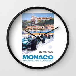1966 MONACO Grand Prix Racing Poster Wall Clock