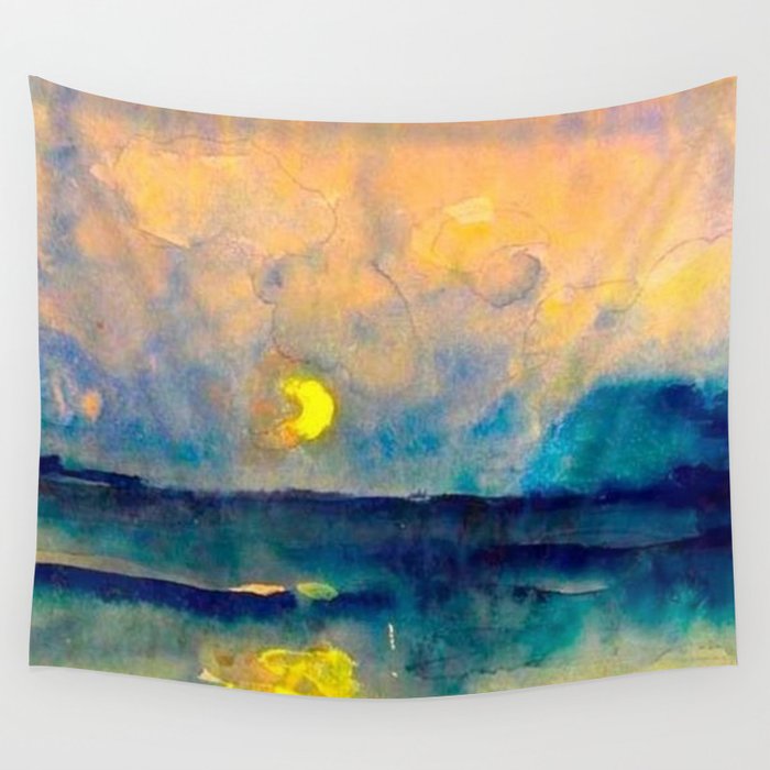 Yellow Moon (Over the Sea) landscape painting by Emil Nolde Wall Tapestry