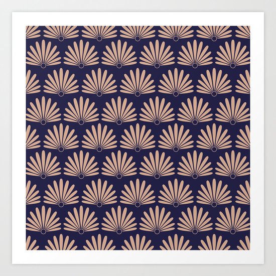 Blue & Peach Daisies Art Print