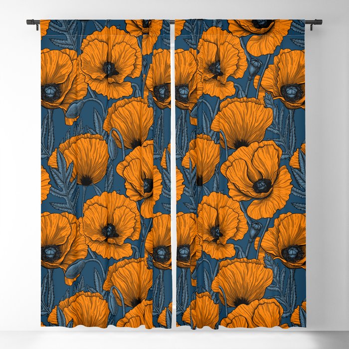 Orange poppies Blackout Curtain