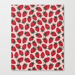 Gouache Strawberry in Pink Canvas Print