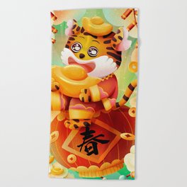 2022 China Spring festival tiger year II Beach Towel