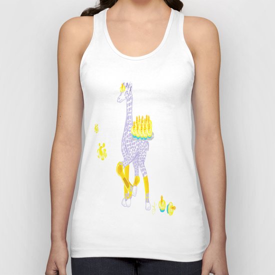 Birthdays are Coming - Midas is Ready - Christmas Lavender Giraffe Unisex Tank Top