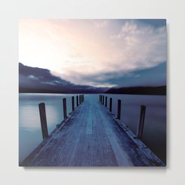 Calm Lake At Sunrise Metal Print | Sky, Travel, Photo, Mountain, Calm, Blue, Horizon, New Zealand, Sunrise, Color 