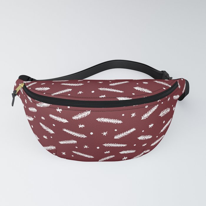 Christmas branches and stars - red and white Fanny Pack