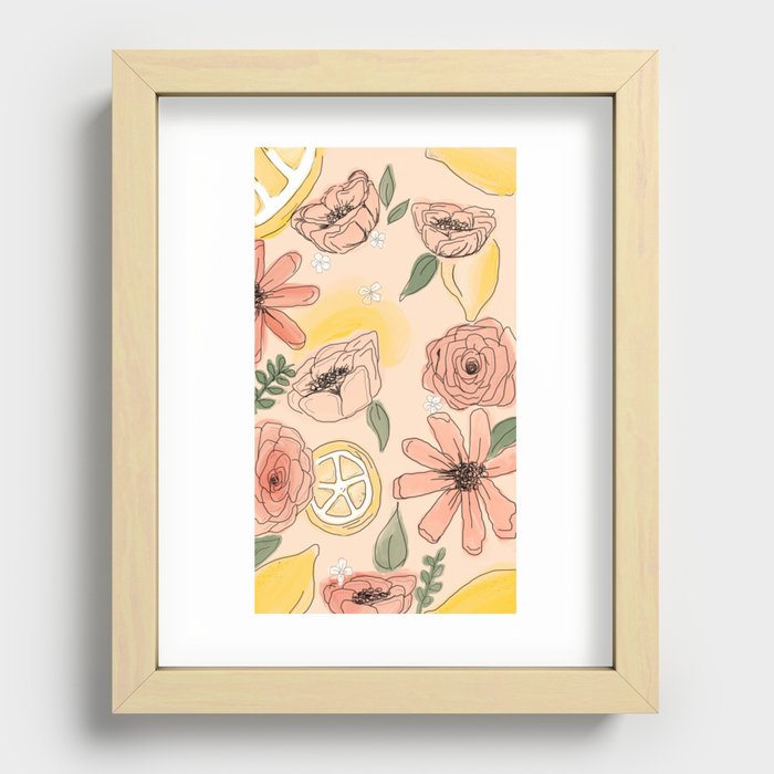 Printable Floral lemon Abstract Recessed Framed Print