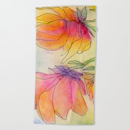 Sherbet colored flowers Beach Towel