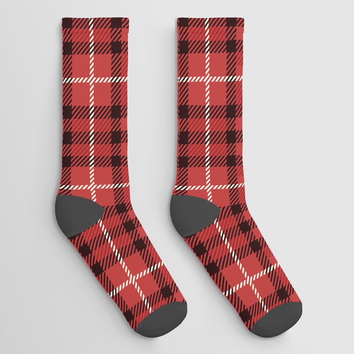 academia tweed_red white black Socks