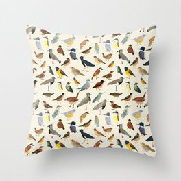 Great collection of birds illustrations  Throw Pillow