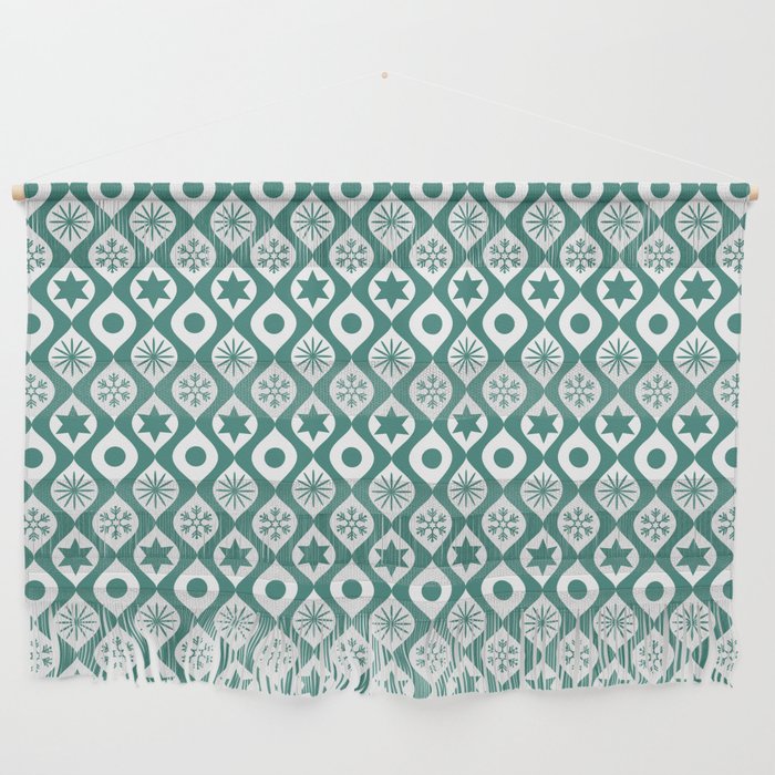 Green Blue Retro Christmas Pattern Wall Hanging