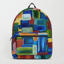 Square Biz Backpack | Summer, Hued, Green, Lively, Bright, Multicolored, Shapes, Abstract, Pattern, Colorful 