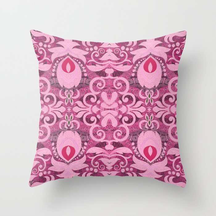 Pretty Flirty Boujee Boho French Style Print Throw Pillow