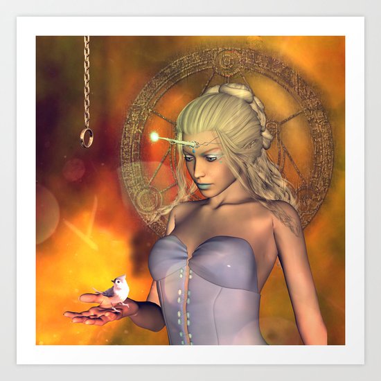 Beautiful unicorn women Art Print