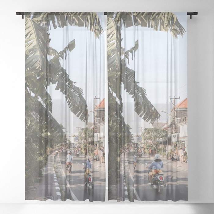 Tropical Road On Bali Island Art Print | Summer Holiday Photo | Digital Indonesia Travel Photography Sheer Curtain