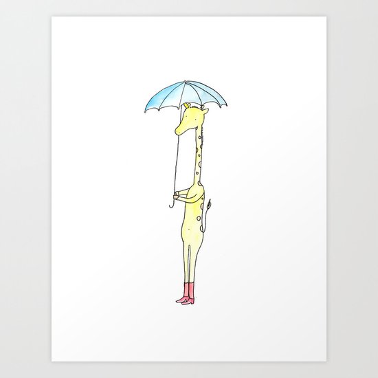 Gloria the Giraffe (avec umbrella) Art Print