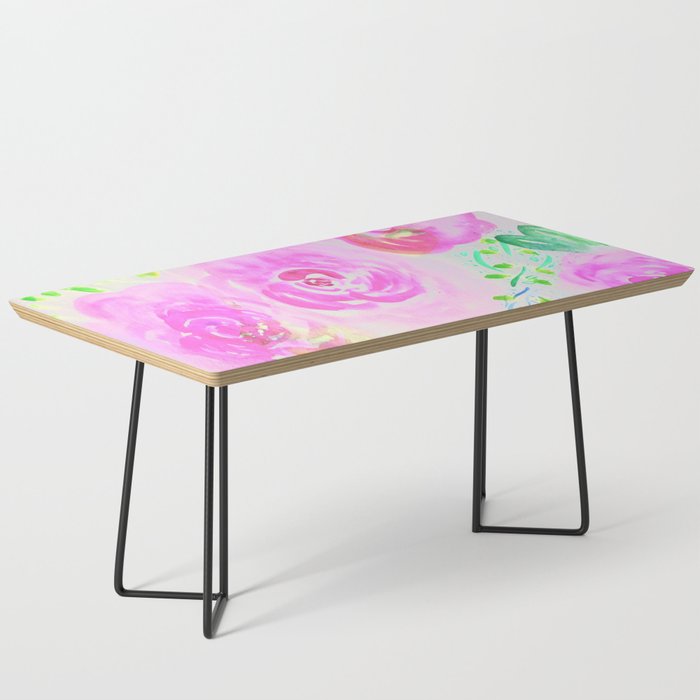 Watercolor Pink Flowers Coffee Table