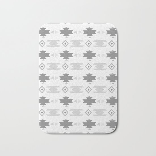 Southwestern Pattern Gray Cream Bath Mat