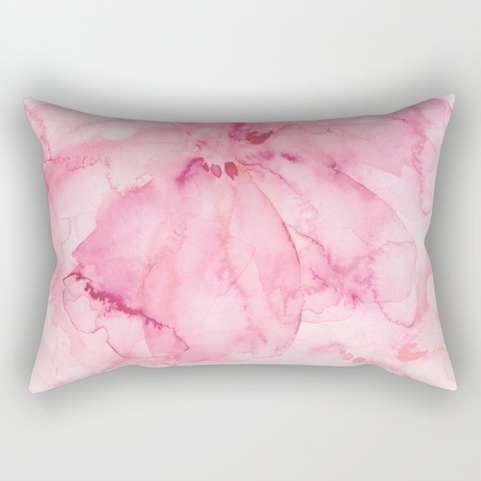 Watercolor Pink Floral Texture Rectangular Pillow