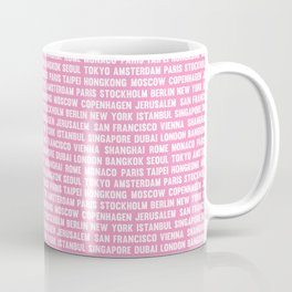 Famous City pattern pink & White Coffee Mug