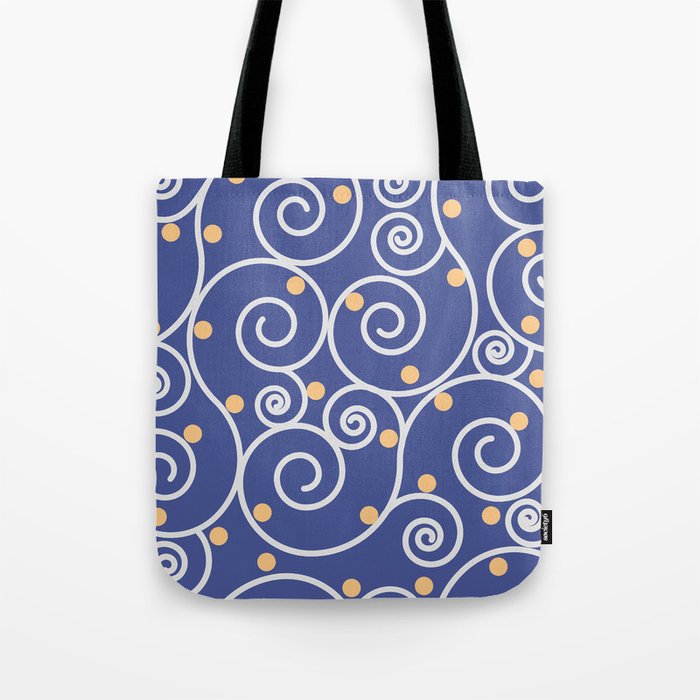 Curl lines art on Chinese Blue Tote Bag
