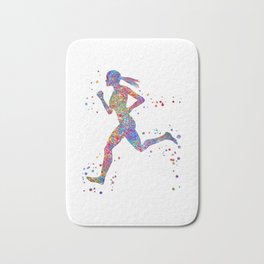 Running woman Bath Mat | Sportwatercolor, Womansport, Runningwatercolor, Runwithyourheart, Sportwoman, Watercolor, Runner, Joggingsport, Painting, Jogger 