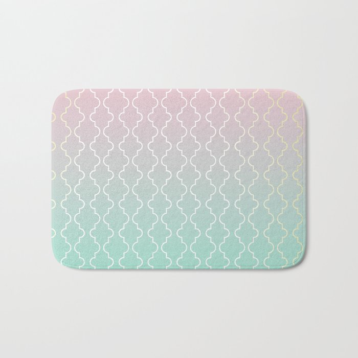 Moroccan pattern with mint, pink and gold Bath Mat