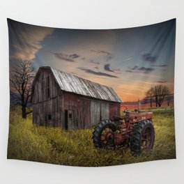 Abandoned Farmall Tractor and Barn Wall Tapestry