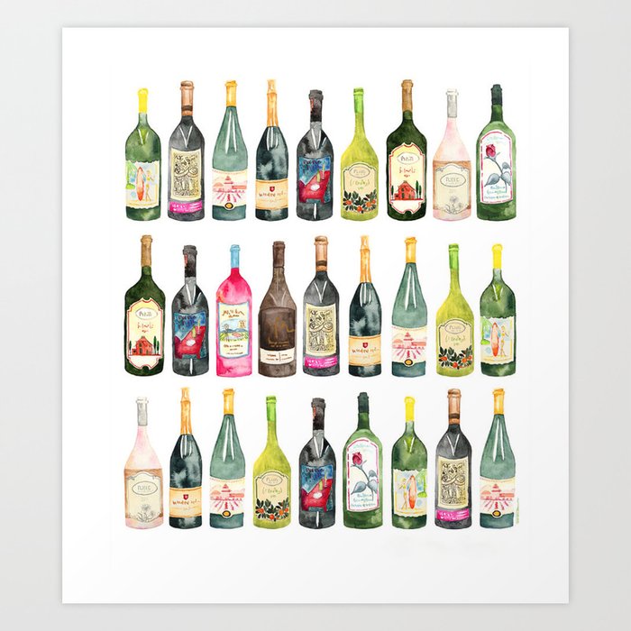 Cheers! Wine Bottles Art Print