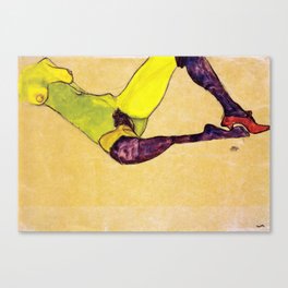 Egon Schiele - Reclining nude (new color edit) Canvas Print