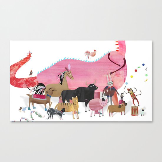 ANIMALS and a dragon Canvas Print