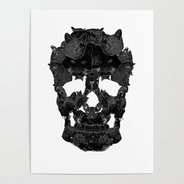 Sketchy Cat skull Poster
