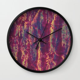 Red Blooms Wall Clock | Contemporary, Bohemian, Yellow, Modern, Boho, Jaimie Lynne, Nature, Abstract, Blue, Painting 